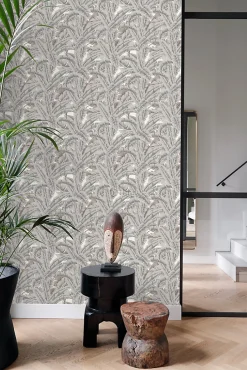 Origin Wallcoverings papier peint feuilles de palmier gris argileux - 53 cm x 10.05 m - 347439