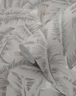 Origin Wallcoverings papier peint feuilles de palmier gris argileux - 53 cm x 10.05 m - 347439