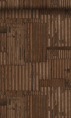 Origin Wallcoverings papier peint tôles ondulées en métal industrielles 3D brun rouille - 53 cm x 10.05 m - 347616