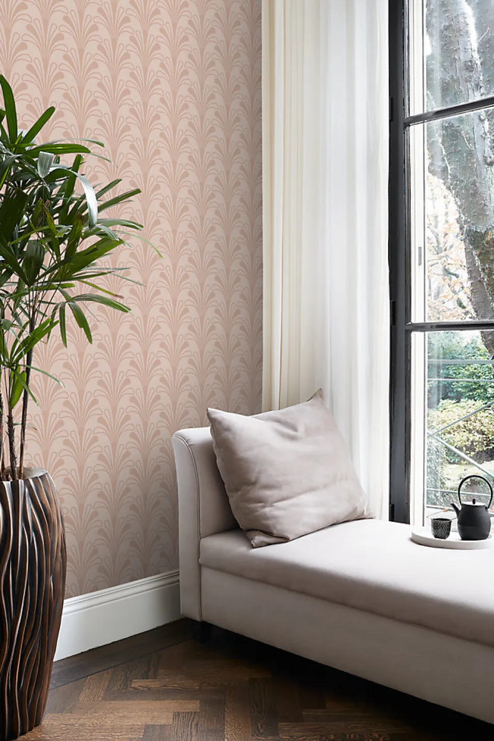 Origin Wallcoverings papier peint art déco rose terracotta - 50 x 900 cm - 347968