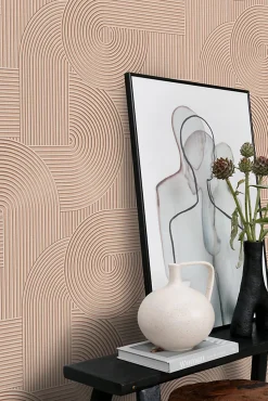 Origin Wallcoverings papier peint graphique 3D rose terracotta - 53 cm x 10.05 m - 348017