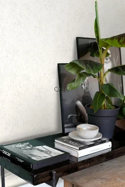Origin Wallcoverings papier peint plaque métallique vieillie, altérée et touchée par les intempéries blanc crème - 53 cm x 10.05 m