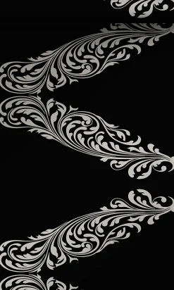 Origin Wallcoverings papier peint ornement noir mat et gris - 53 cm x 10.05 m - 345743
