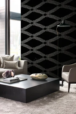 Origin Wallcoverings papier peint ornement noir mat et gris - 53 cm x 10.05 m - 345743