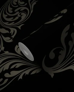 Origin Wallcoverings papier peint ornement noir mat et gris - 53 cm x 10.05 m - 345743