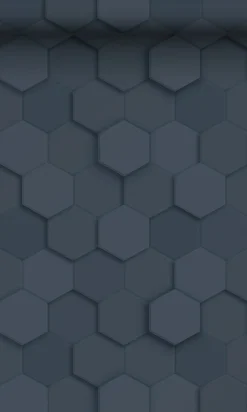 Origin Wallcoverings papier peint hexagone 3d bleu foncé - 53 cm x 10.05 m - 347853