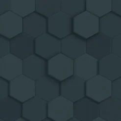 Origin Wallcoverings papier peint hexagone 3d bleu foncé - 53 cm x 10.05 m - 347853