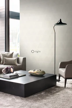 Origin Wallcoverings papier peint triangles métalliques vieillis, altérés et touchés blanc d'ivoire - 53 cm x 10.05 m - 337256