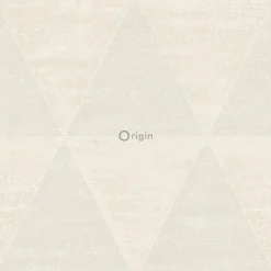 Origin Wallcoverings papier peint triangles métalliques vieillis, altérés et touchés blanc d'ivoire - 53 cm x 10.05 m - 337256