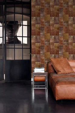 Origin Wallcoverings papier peint motif kilim brun rouille - 53 cm x 10.05 m - 347465
