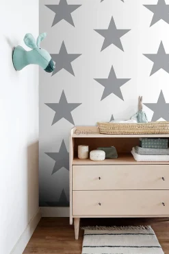 Origin Wallcoverings papier peint étoiles blanc et gris - 53 cm x 10.05 m - 347672