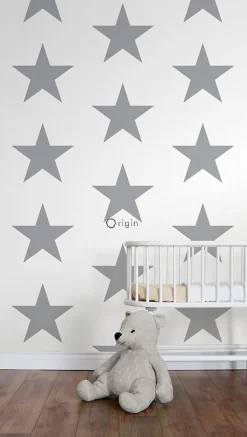 Origin Wallcoverings papier peint étoiles blanc et gris - 53 cm x 10.05 m - 347672