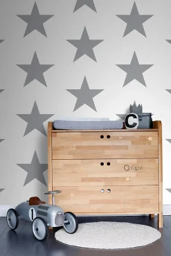 Origin Wallcoverings papier peint étoiles blanc et gris - 53 cm x 10.05 m - 347672