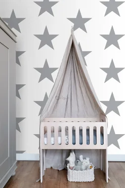 Origin Wallcoverings papier peint étoiles blanc et gris - 53 cm x 10.05 m - 347672