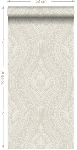 Origin Wallcoverings papier peint ornement argent - 53 cm x 10.05 m - 346628