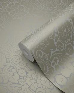 Origin Wallcoverings papier peint ornement taupe et bronze brillant - 53 cm x 10.05 m - 345429