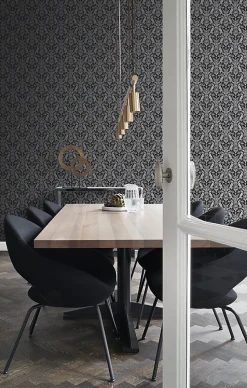 Origin Wallcoverings papier peint ornement noir - 53 cm x 10.05 m - 346218