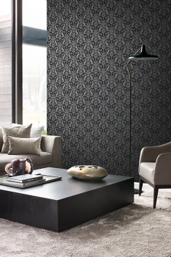 Origin Wallcoverings papier peint ornement noir - 53 cm x 10.05 m - 346218