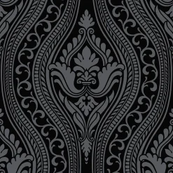 Origin Wallcoverings papier peint à dessin baroque en velours noir - 53 cm x 10.05 m - 346602