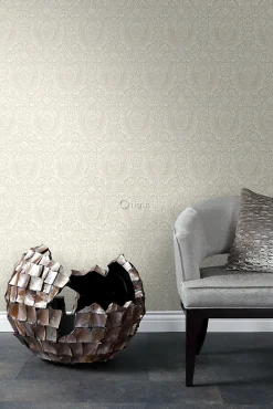 Origin Wallcoverings papier peint ornement beige clair brillant - 53 cm x 10.05 m - 347329