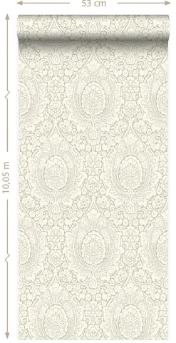 Origin Wallcoverings papier peint ornement beige clair brillant - 53 cm x 10.05 m - 347329