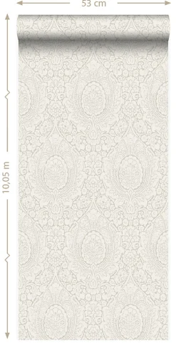 Origin Wallcoverings papier peint ornement beige brillante - 53 cm x 10.05 m - 347328