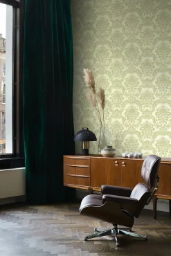 Origin Wallcoverings papier peint ornement vert clair - 53 cm x 10.05 m - 346525