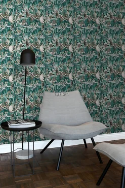 Origin Wallcoverings papier peint motif figurativ vert émeraude - 53 cm x 10.05 m - 347422
