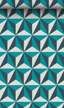 Origin Wallcoverings papier peint graphique 3D turquoise - 53 cm x 10.05 m - 347449