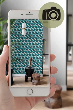 Origin Wallcoverings papier peint graphique 3D turquoise - 53 cm x 10.05 m - 347449