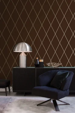 Origin Wallcoverings papier peint à carreaux brun mat et bronze brillant - 53 cm x 10.05 m - 345717