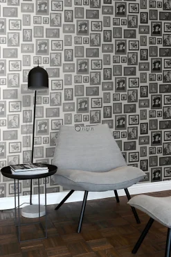 Origin Wallcoverings papier peint motif pictural noir et blanc - 53 cm x 10.05 m - 347462
