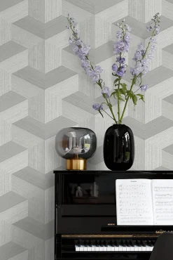 Origin Wallcoverings papier peint graphique 3D gris - 53 cm x 10.05 m - 347947