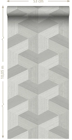 Origin Wallcoverings papier peint graphique 3D gris - 53 cm x 10.05 m - 347947