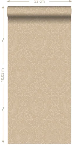 Origin Wallcoverings papier peint ornement beige champagne - 53 cm x 10.05 m - 345427