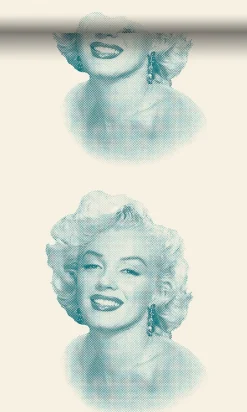 Origin Wallcoverings papier peint Marilyn Monroe blanc et turquoise - 53 cm x 10.05 m - 326349