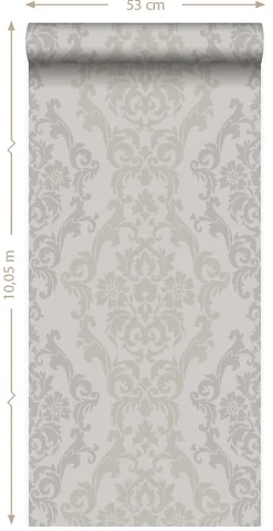 Origin Wallcoverings papier peint ornement taupe - 53 cm x 10.05 m - 346211