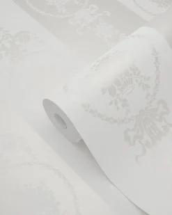 Origin Wallcoverings papier peint ornement argent et blanc - 53 cm x 10.05 m - 346829