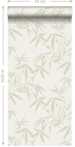 Origin Wallcoverings papier peint feuilles de bambou beige - 53 cm x 10.05 m - 347735