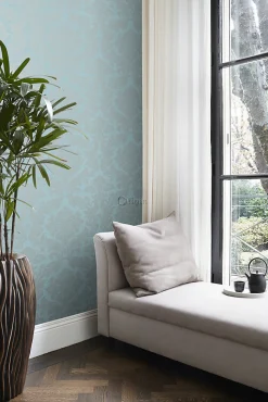Origin Wallcoverings papier peint ornement bleu glace - 53 cm x 10.05 m - 346237