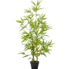 Outsunny Bambou artificiel hauteur 1,2 m 369 feuilles denses réalistes pot inclus noir avec lichen vert