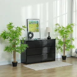 Outsunny Lot de 2 Bambous artificiels hauteur 1,5 m 644 feuilles denses réalistes pot inclus noir avec lichen vert