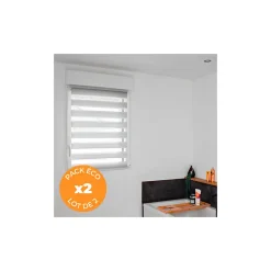 Pack éco de 2 stores Jour Nuit Gris H 150 cm x L 42 cm sans perçage
