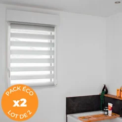 Pack éco de 2 stores Jour Nuit Gris H 150 cm x L 32 cm sans perçage