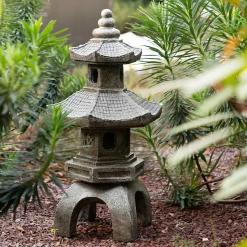 Pagode déco extérieure Uchi H.66,5cm magnésie gris - Atmosphera