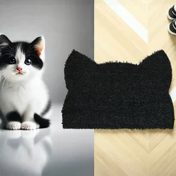 Paillasson Coco - Chat Miaou - Noir - 73 x 52 cm