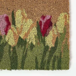 Paillasson coco antidérapant tulipes - HOMESCAPES