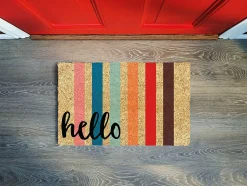 Paillasson coco Hello multicouleur L.60 x l.40 cm