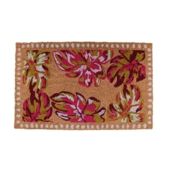 Paillasson coco imprimé floral rose 50x80cm