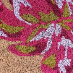 Paillasson coco imprimé floral rose 50x80cm